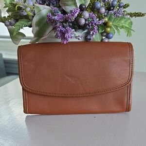 COACH British Tan Large Leather Wallet & Phone Clutch